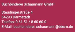 Buchbinderei Schaumann Anschrift